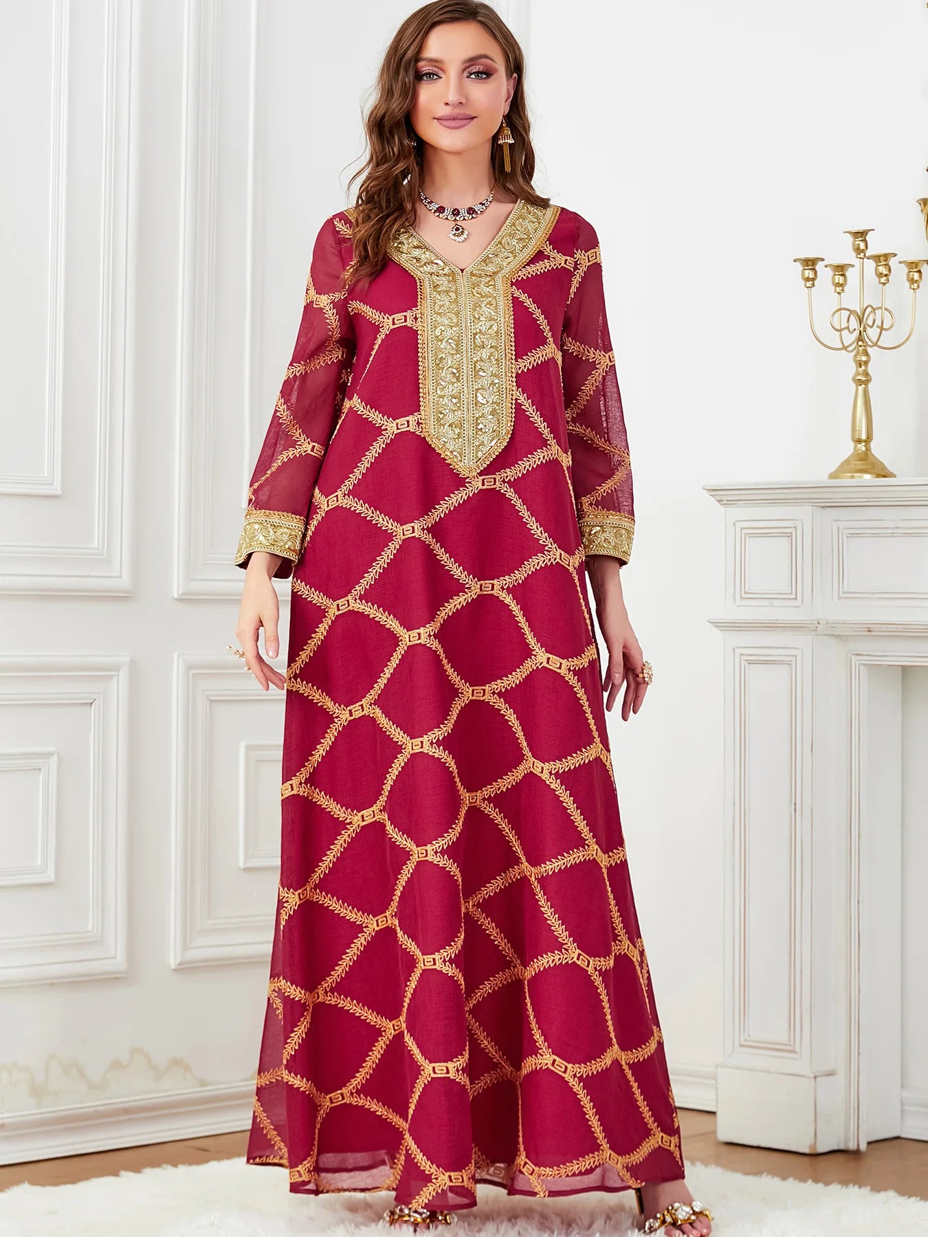 Elegant Moroccan Caftan Style Abaya Dress for Women