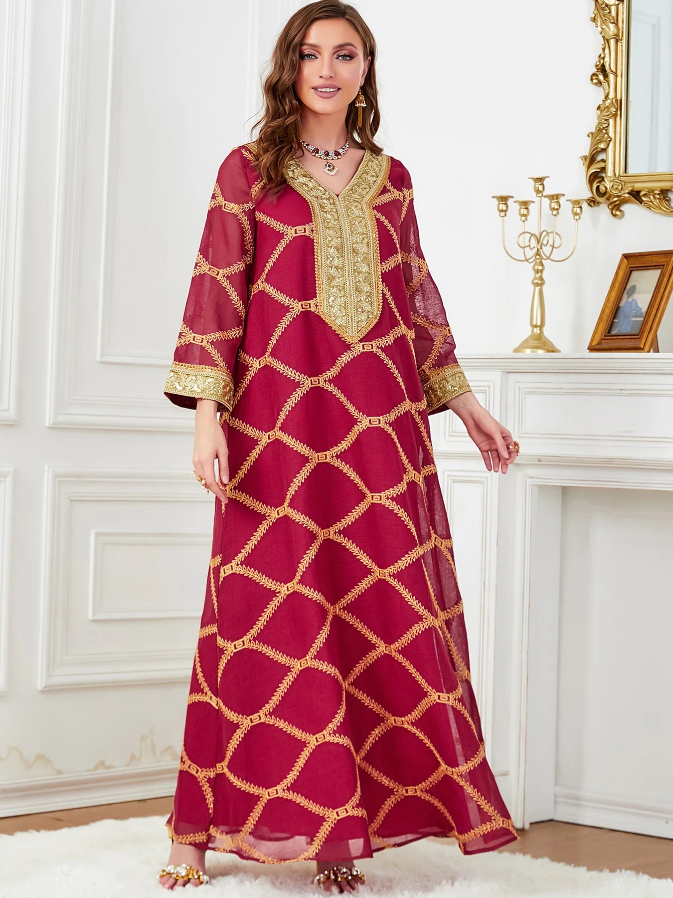 Elegant Moroccan Caftan Style Abaya Dress for Women