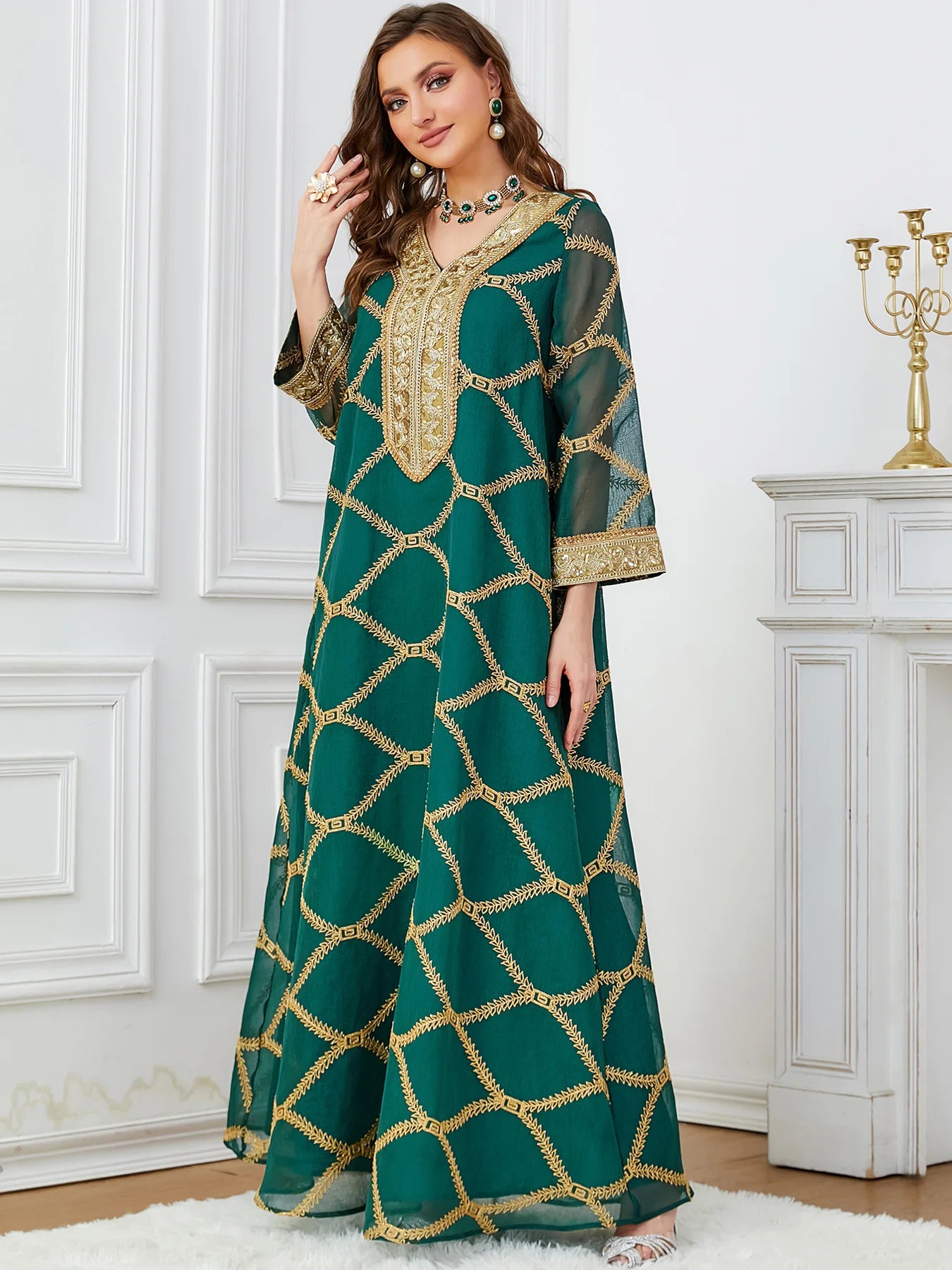 Elegant Moroccan Caftan Style Abaya Dress for Women