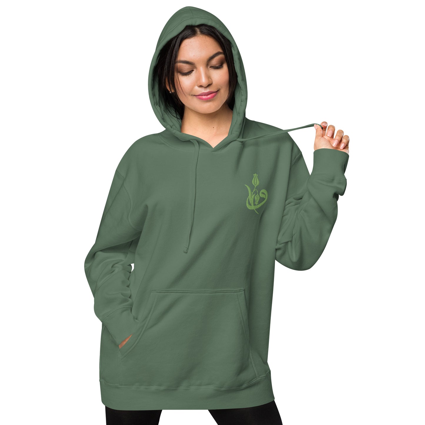 Women's Embroidered pigment-dyed hoodie