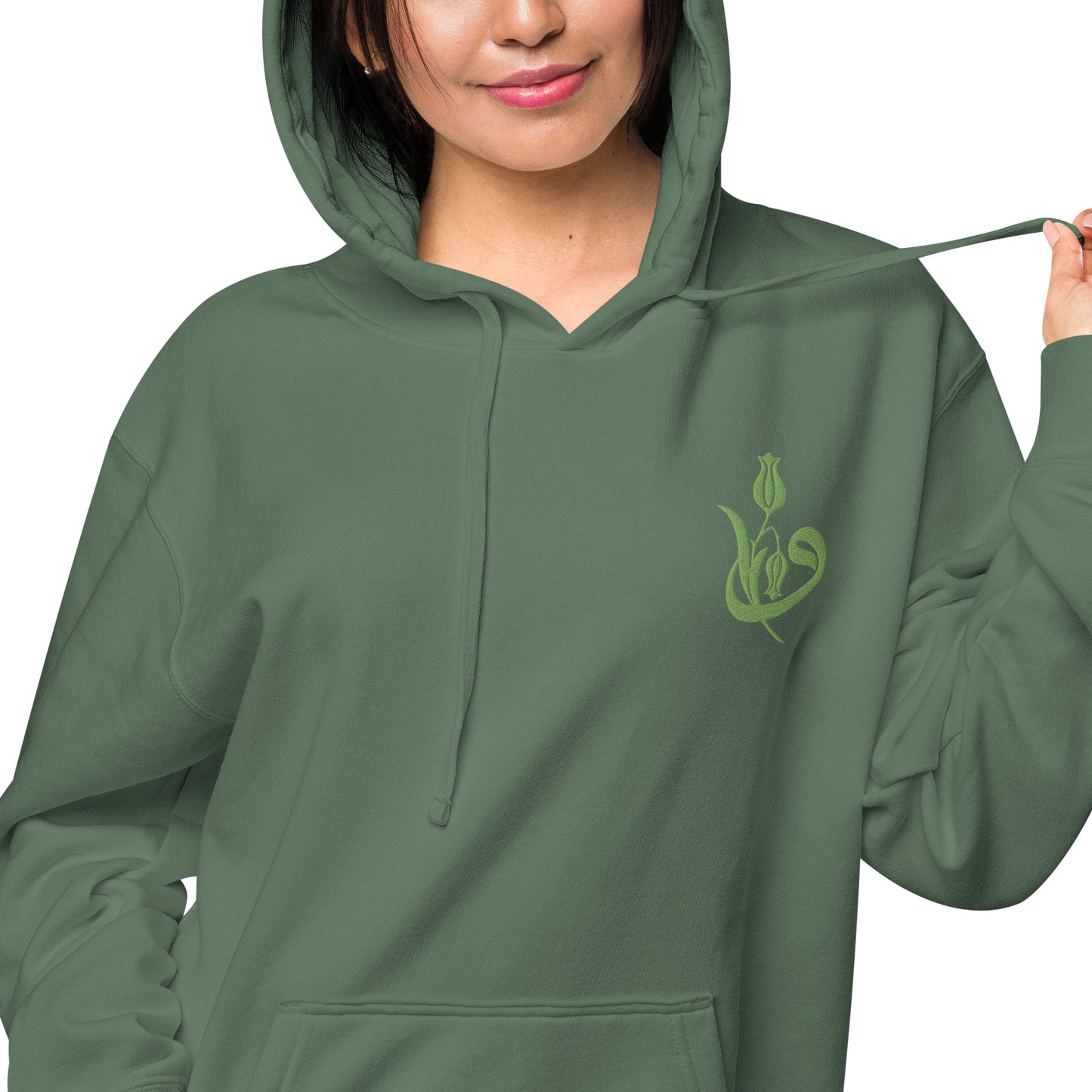Women's Embroidered pigment-dyed hoodie