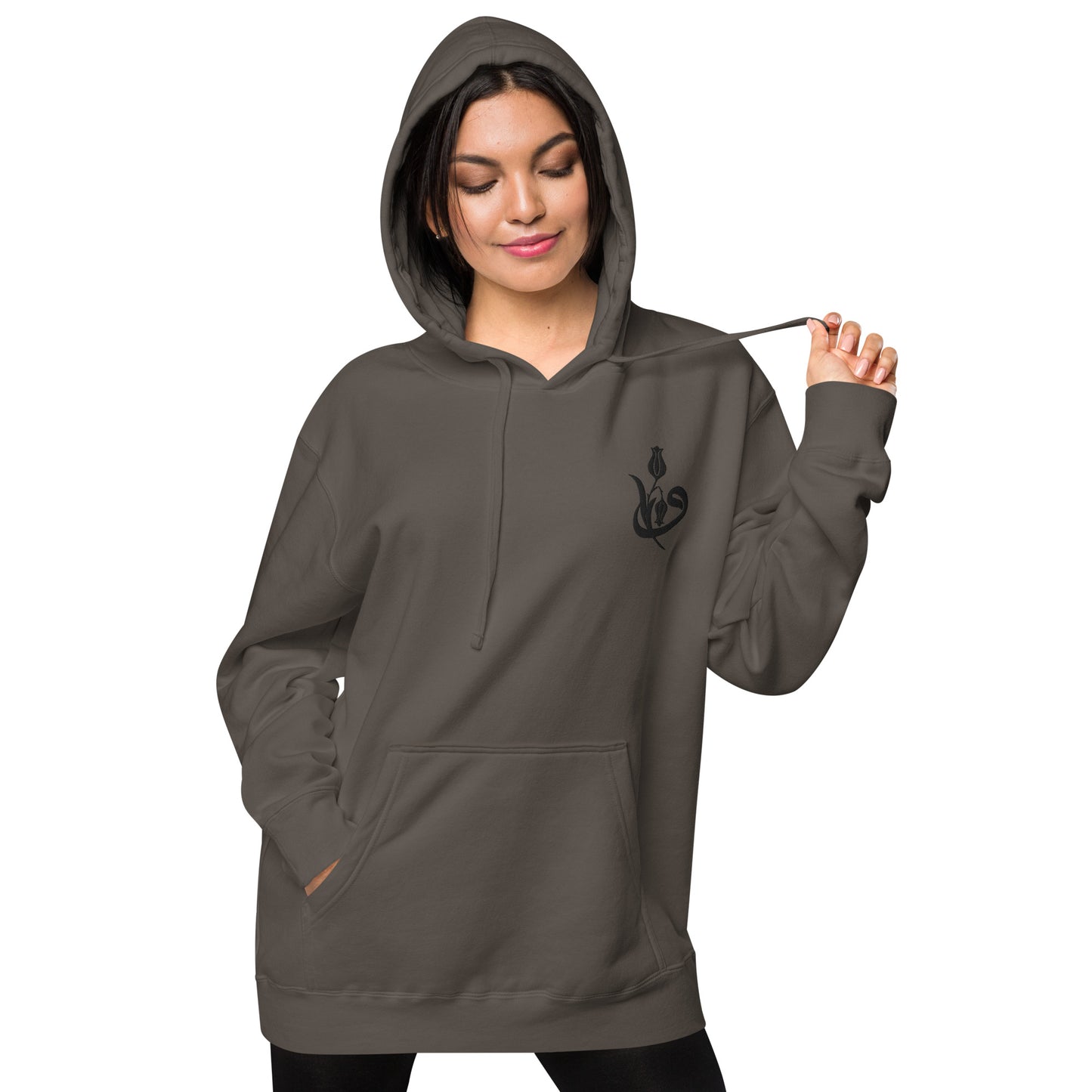 Women's Embroidered pigment-dyed hoodie
