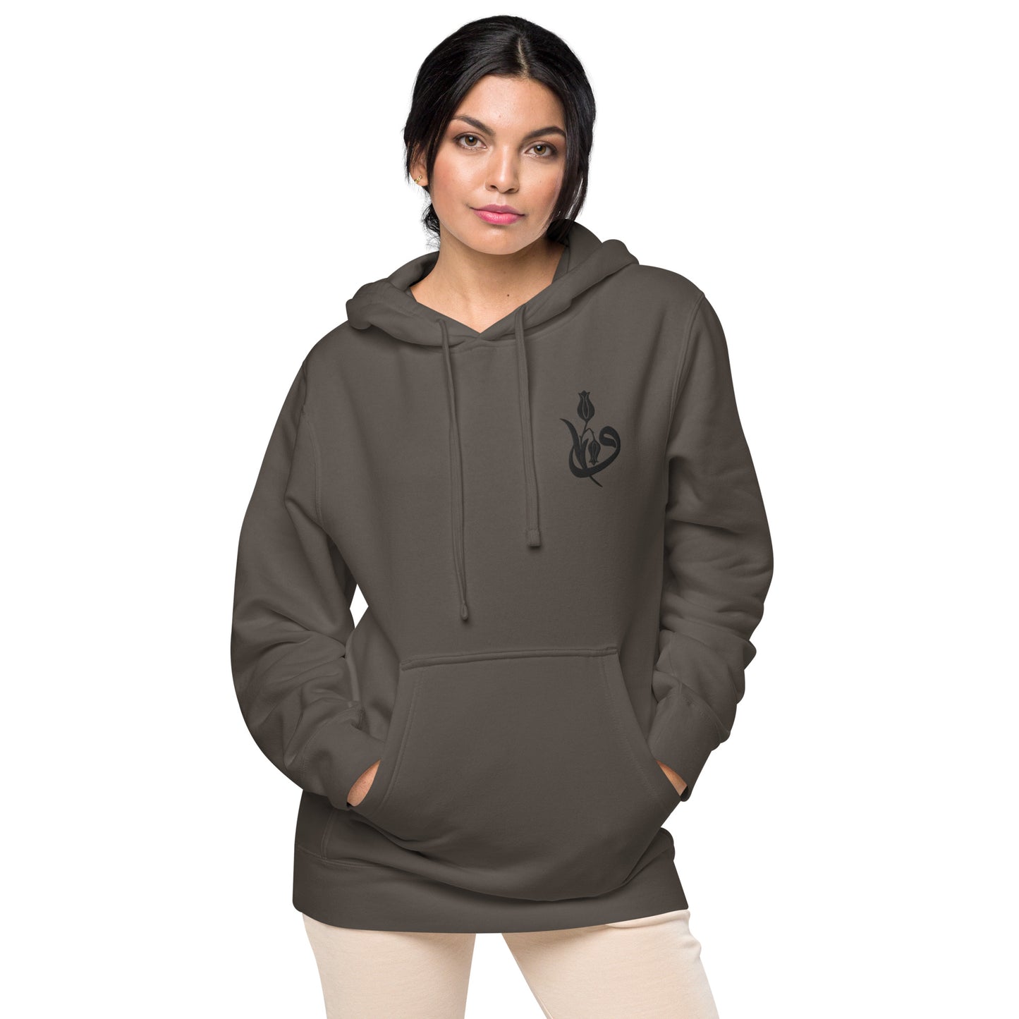 Women's Embroidered pigment-dyed hoodie