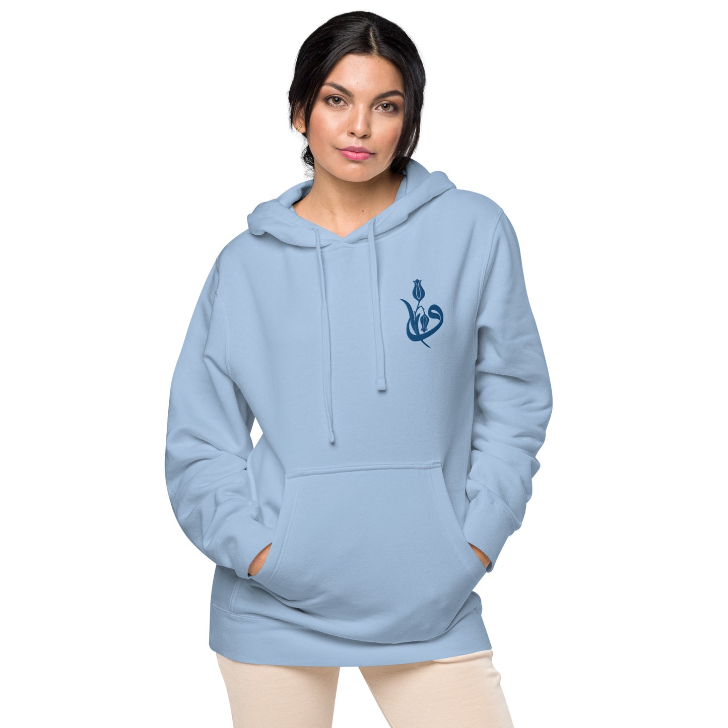 Women's Embroidered pigment-dyed hoodie