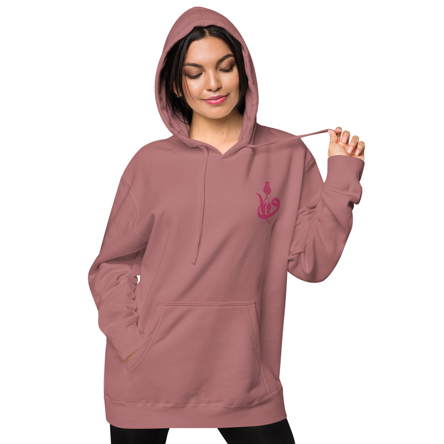 Women's Embroidered pigment-dyed hoodie