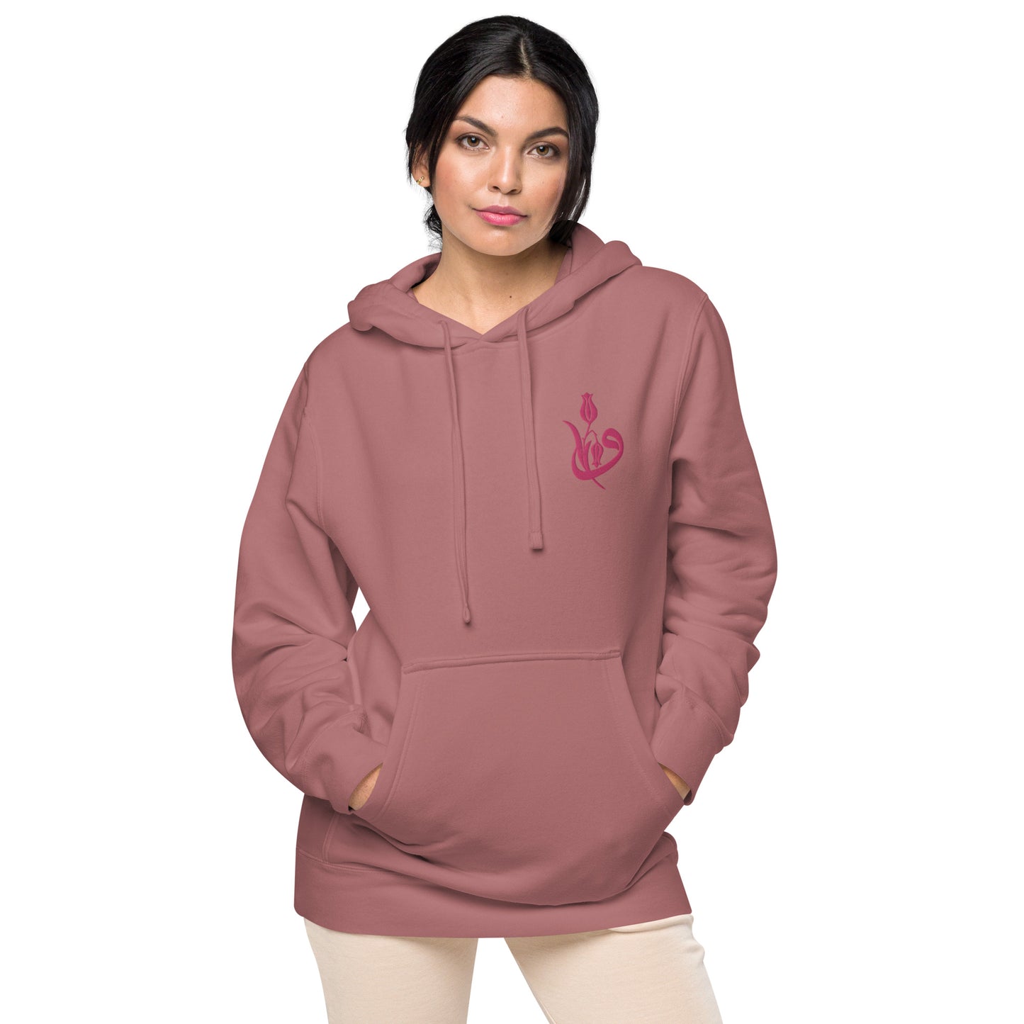 Women's Embroidered pigment-dyed hoodie