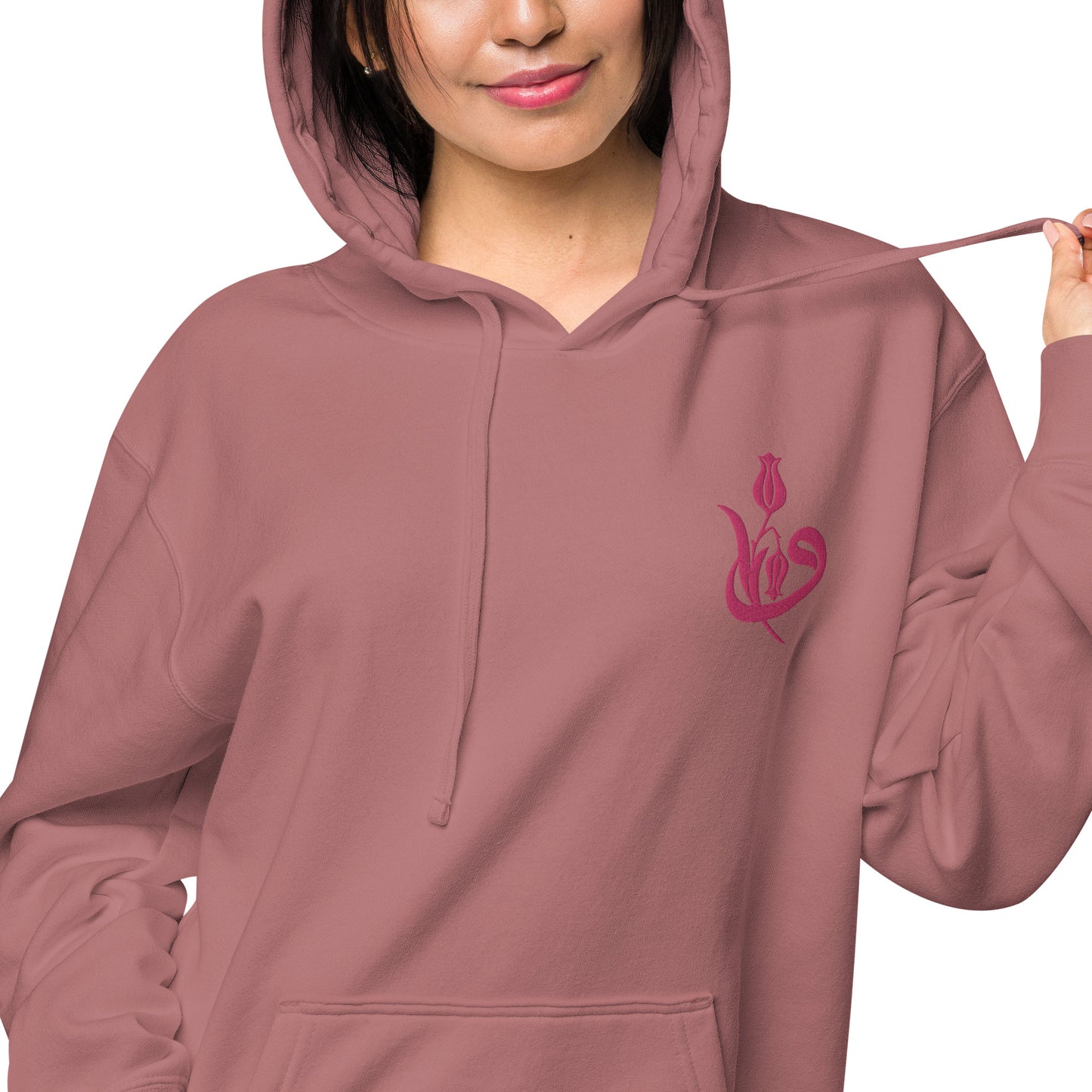 Women's Embroidered pigment-dyed hoodie