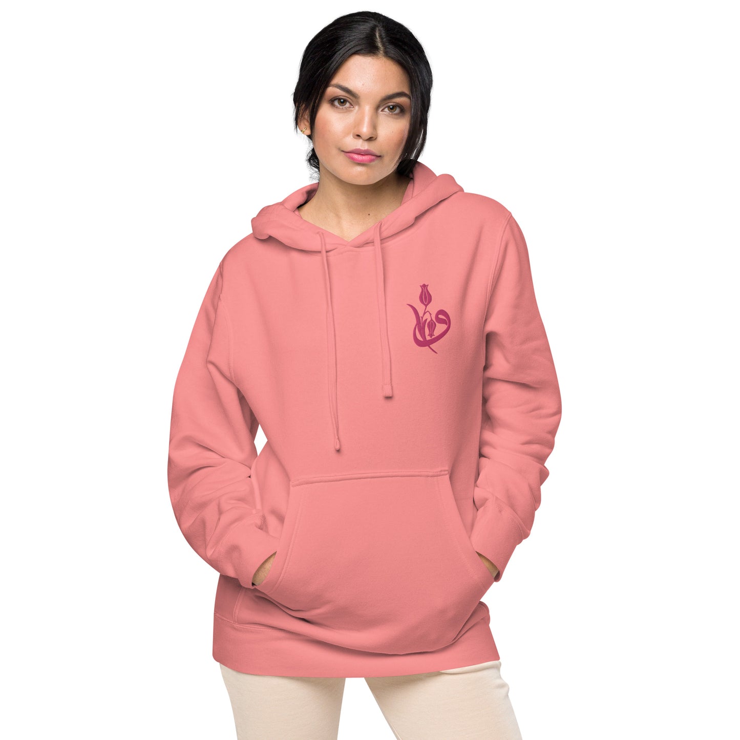 Women's Embroidered pigment-dyed hoodie
