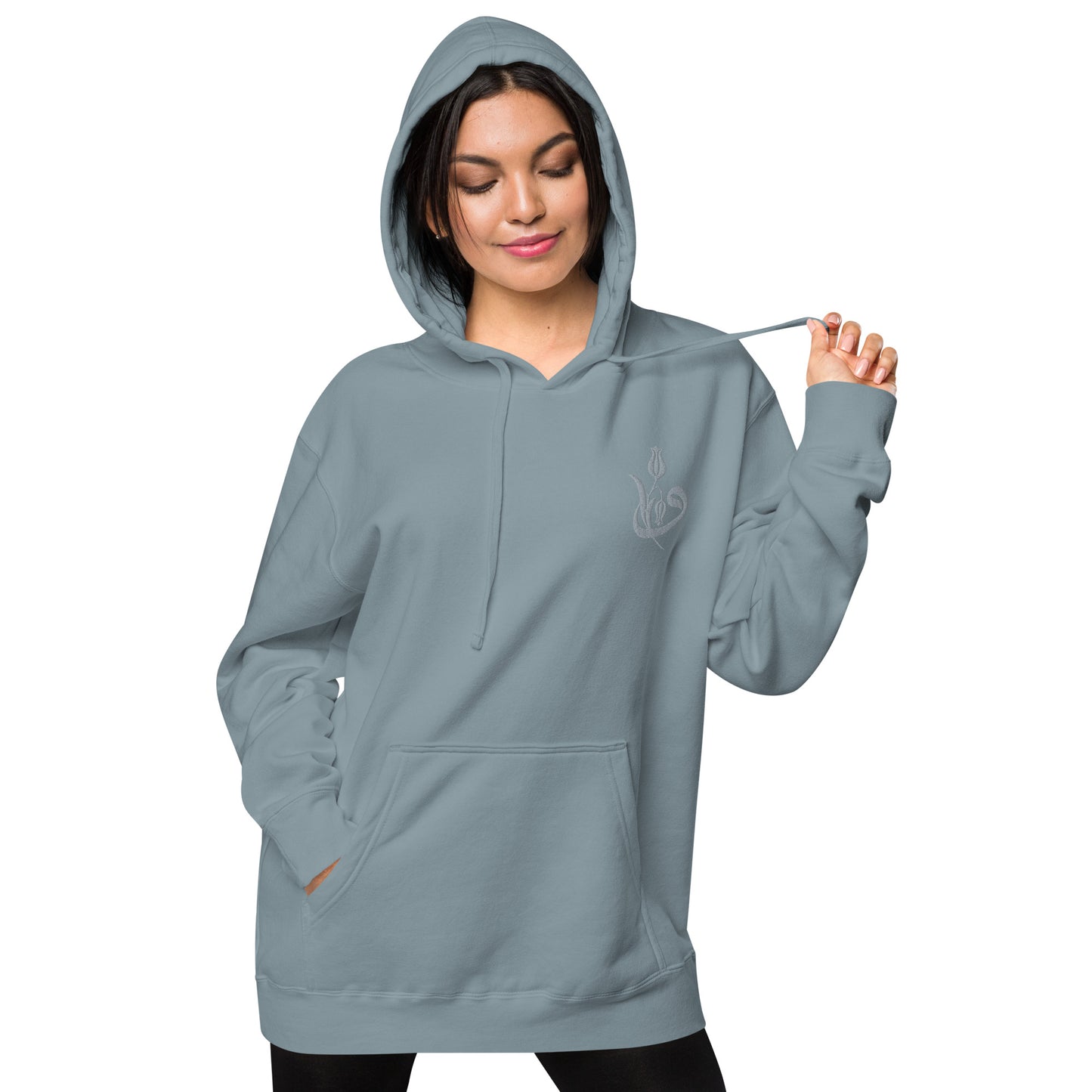 Women's Embroidered pigment-dyed hoodie