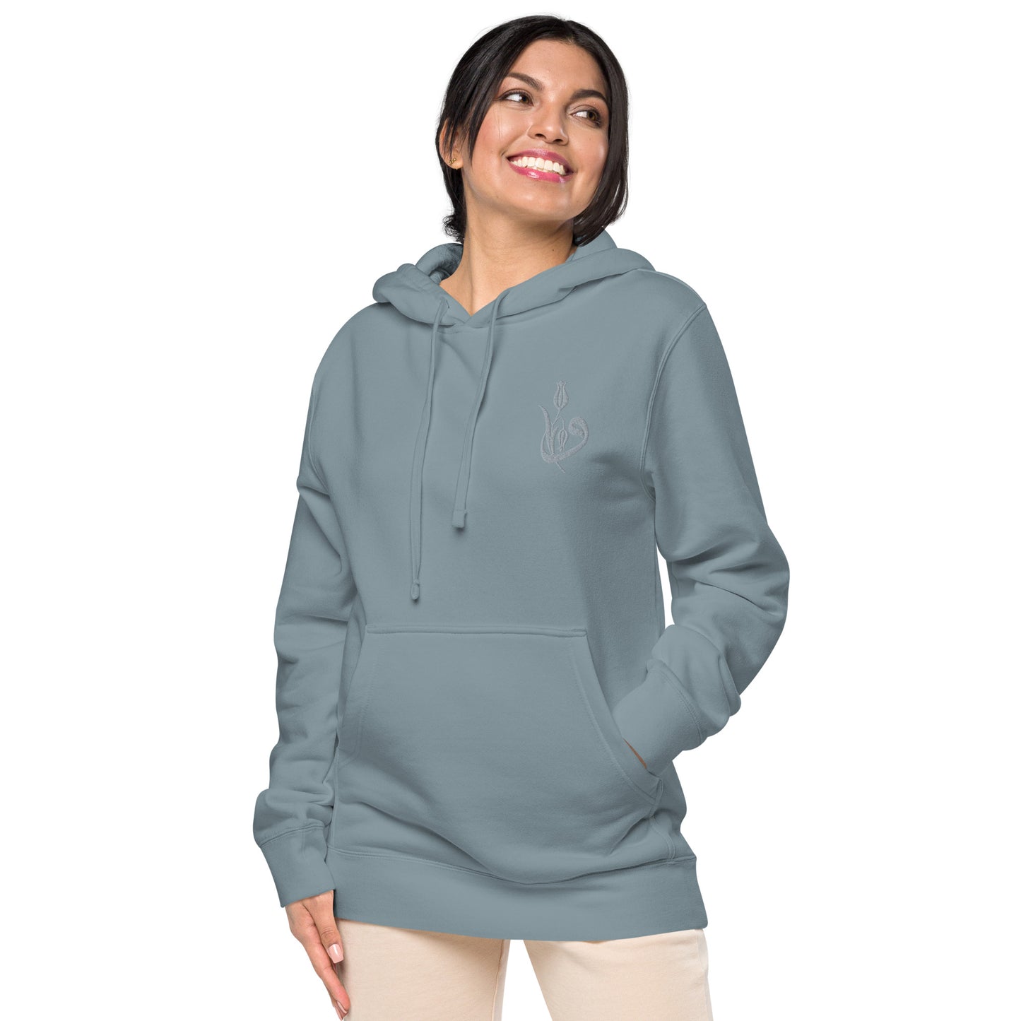Women's Embroidered pigment-dyed hoodie