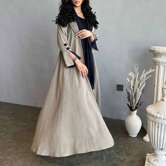 Patchwork Long Sleeve Kimono Abaya with Moroccan Flair