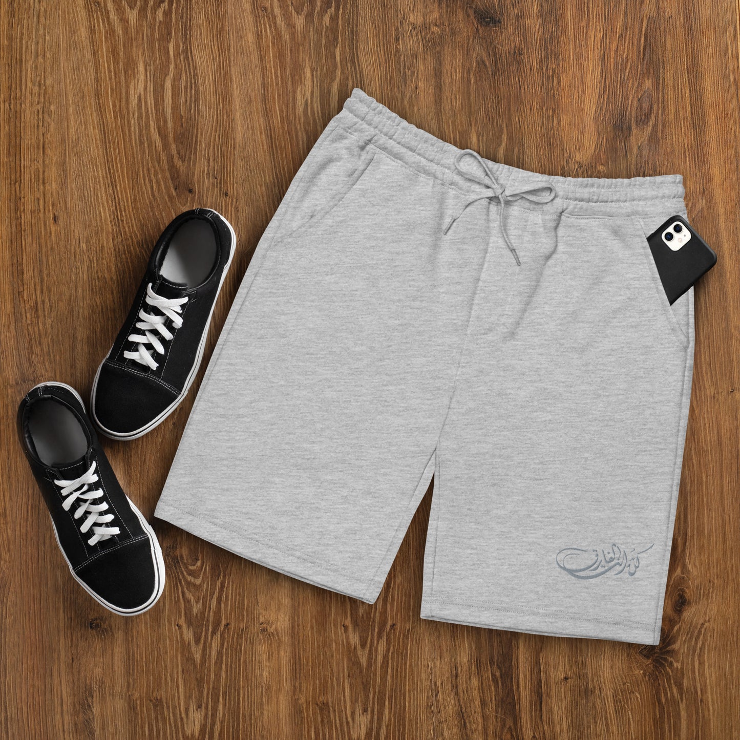 Embroidered Men's fleece shorts