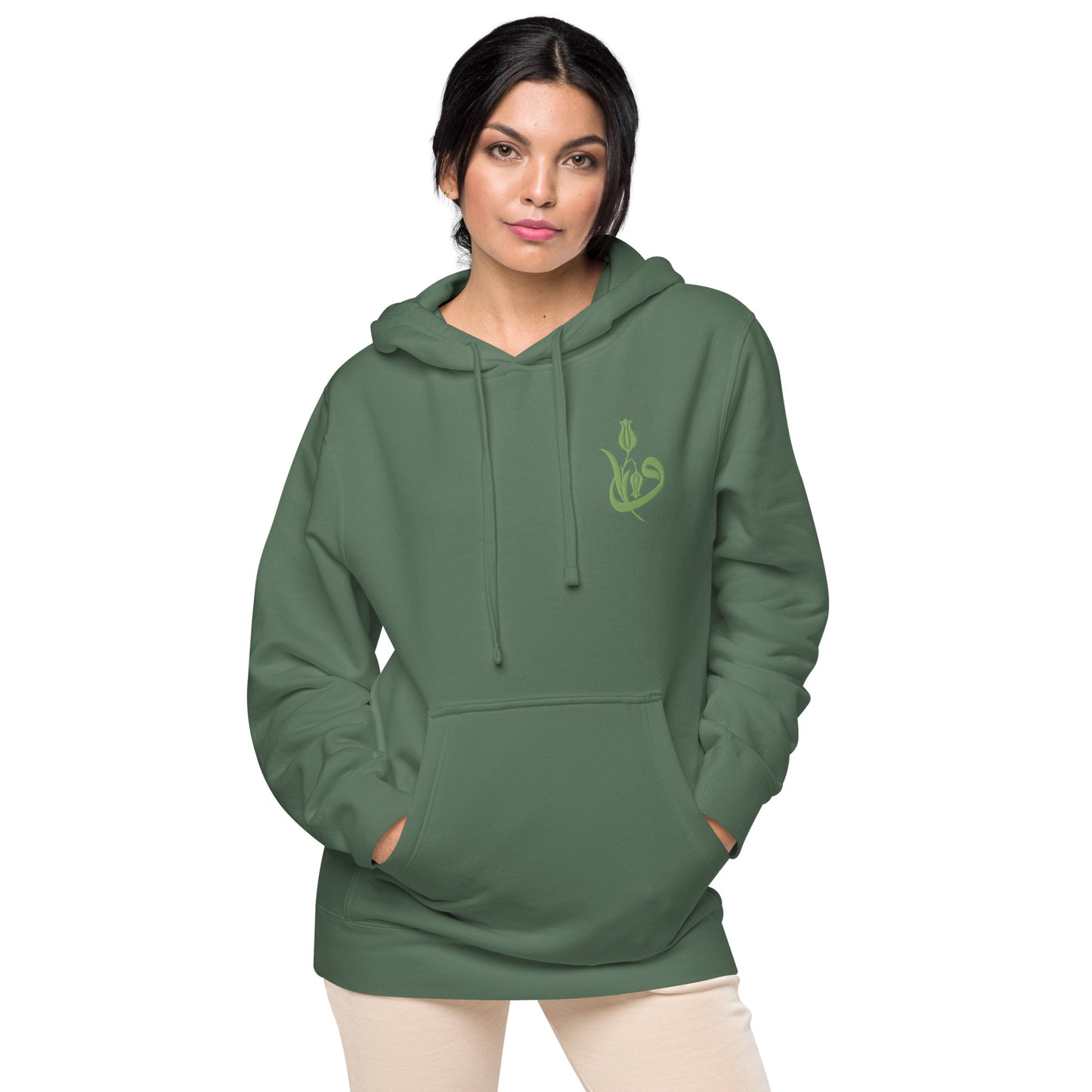 Women's Embroidered pigment-dyed hoodie