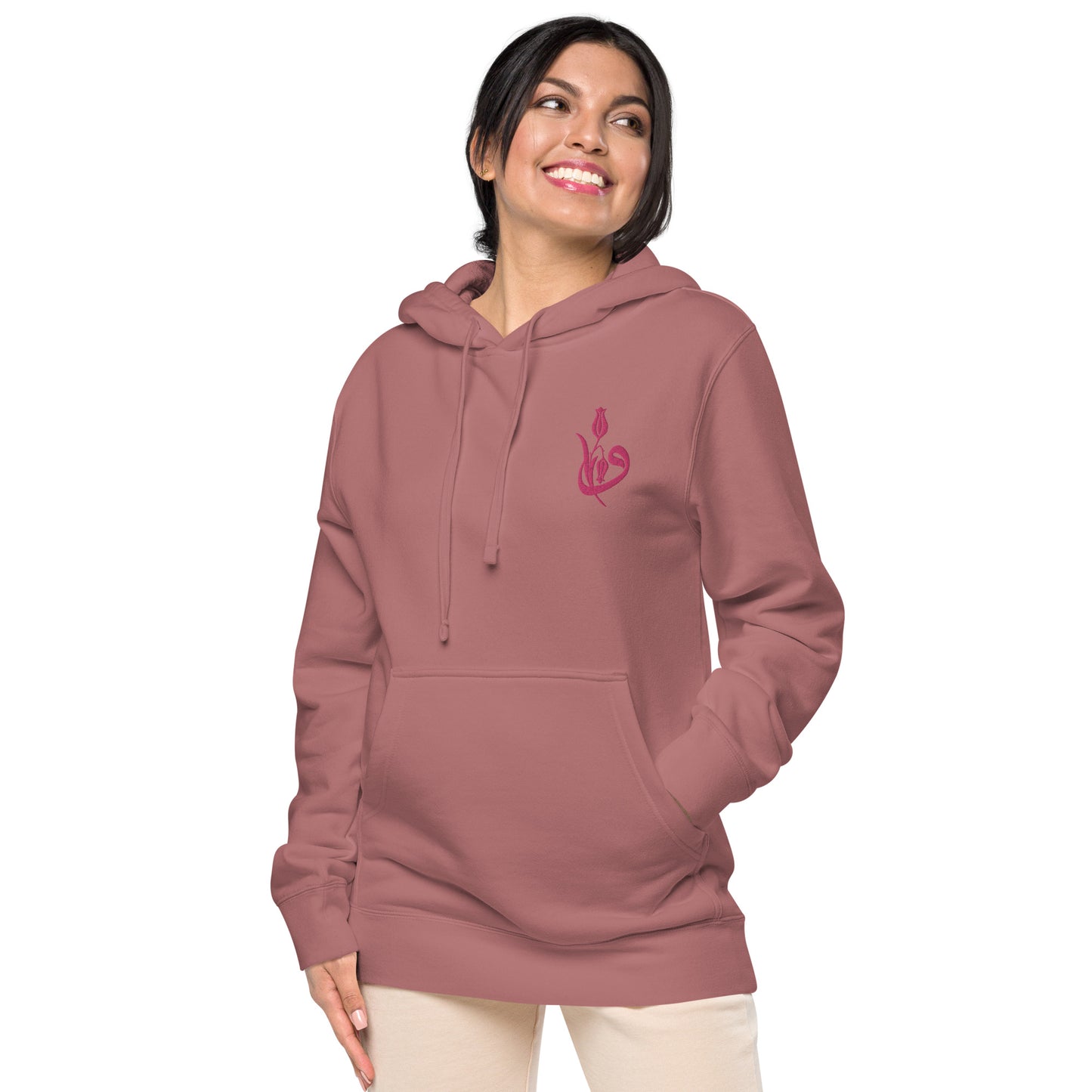 Women's Embroidered pigment-dyed hoodie