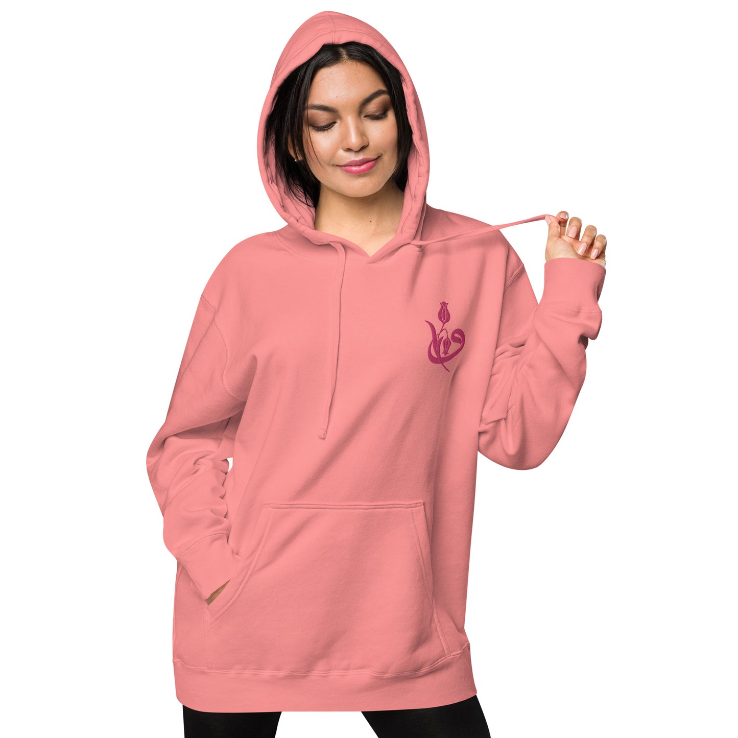 Women's Embroidered pigment-dyed hoodie