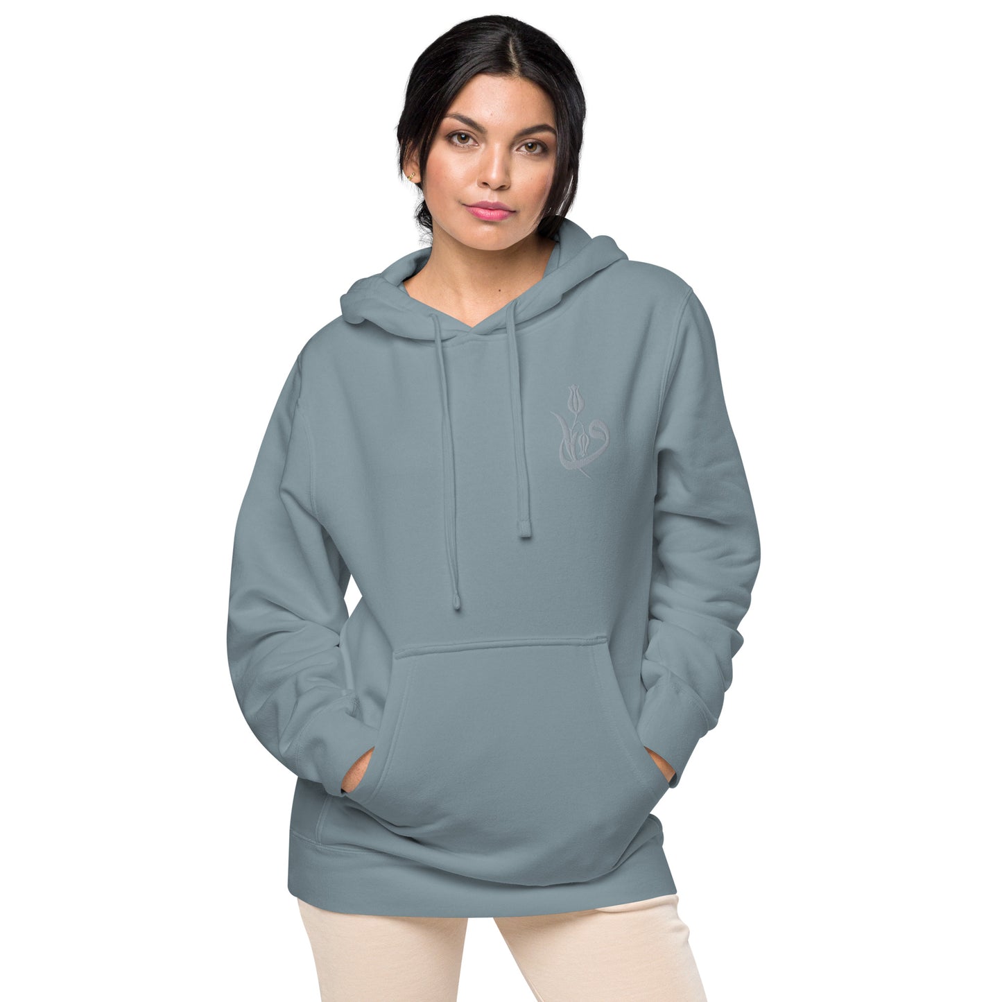Women's Embroidered pigment-dyed hoodie